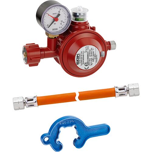 Einflaschenanlage für Kleinflaschen, Typ EN61-DS, KLF x G1/4" LH-ÜWM, 50 mbar, 1,5 kg/h 62 070 00
