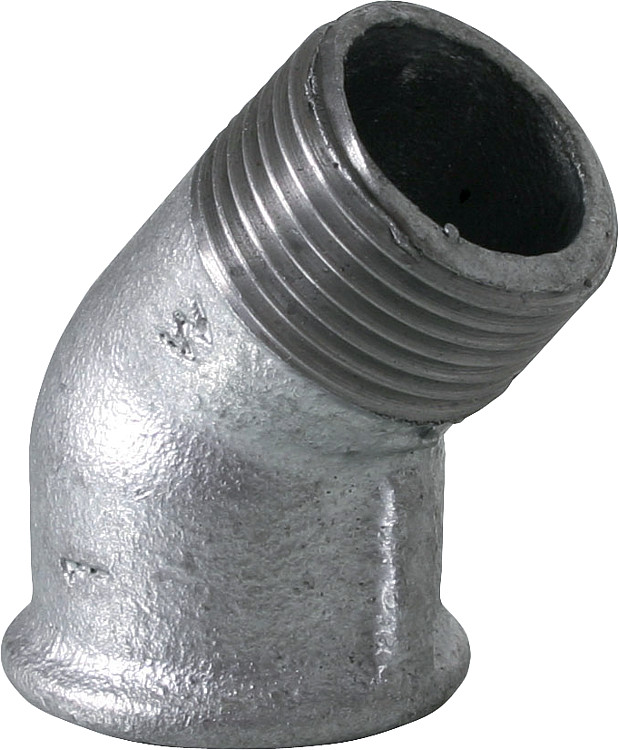 Tempergussfitting verzinkt Nr. 121 Winkel I/A 45°  d = 1/2"