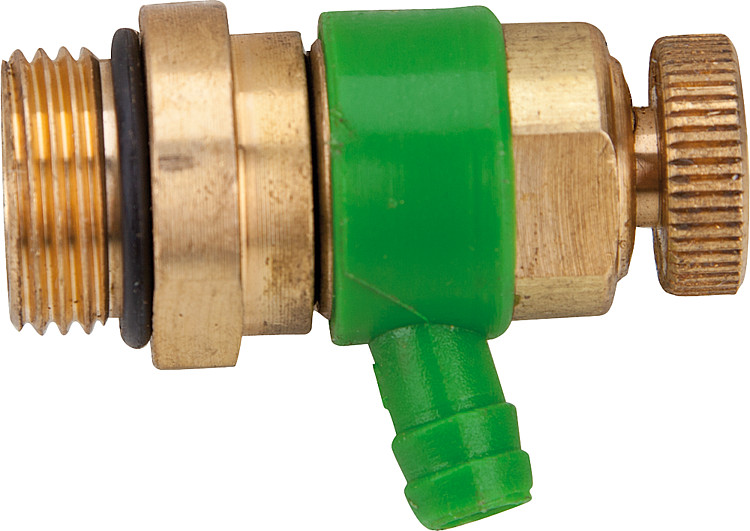 Schlösser Entleerungsventil mit O-Ring Oberfläche Messing  Auslaufring: Grün 1831 1/4"