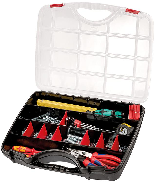 Sortimentskoffer PARAT Organize M mit individuell einteilbaren Fächern, 440x320x75mm ohne Inhalt