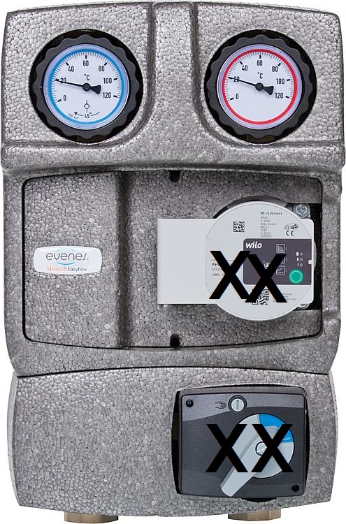 Heizkreisset Easyflow DN25 1" mit Isolierung 4 Wege Mischer und Überströmventil OHNE Pumpe + Motor