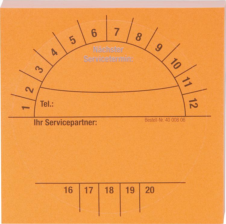 Service Aufkleber universal für Stempeleindruck D=69 mm, VPE = 60 Stück Wartungsaufkleber