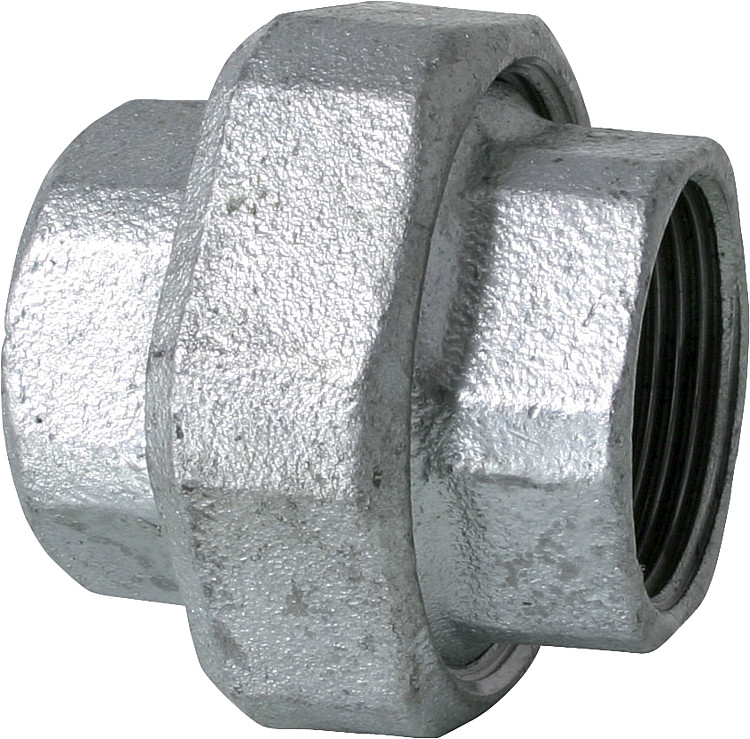 Tempergussfitting verzinkt Nr. 330 Verschraubung, flach dichtend, Ø 1/2"