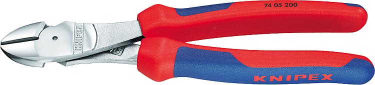 Knipex Kraft Seitenschneider verchromt mit zweifarbigen Mehrkomponenten-Griffhüllen 180 7405180