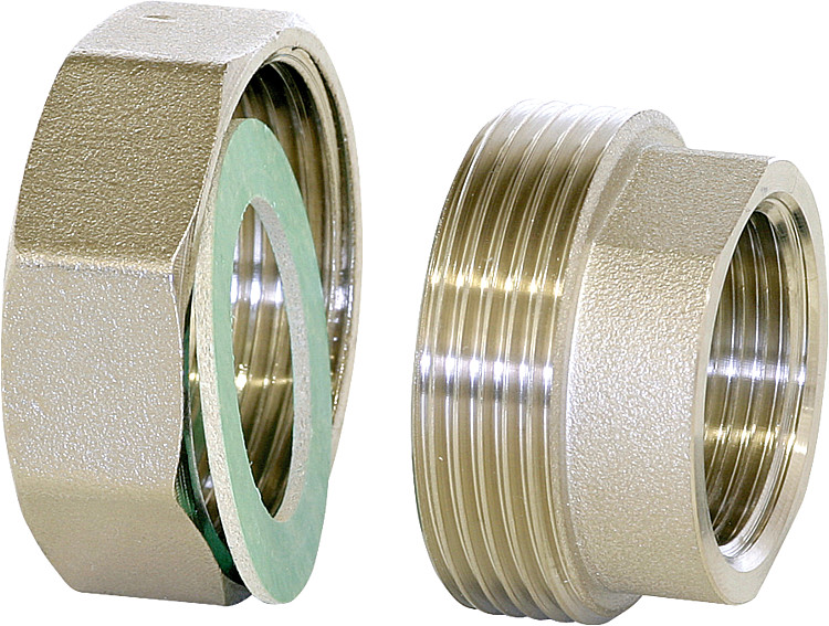 Verschraubungsset 11/4" Messing vernickelt Überwurfmutter 11/2" Dichtung und Einlegteil 11/4" IG