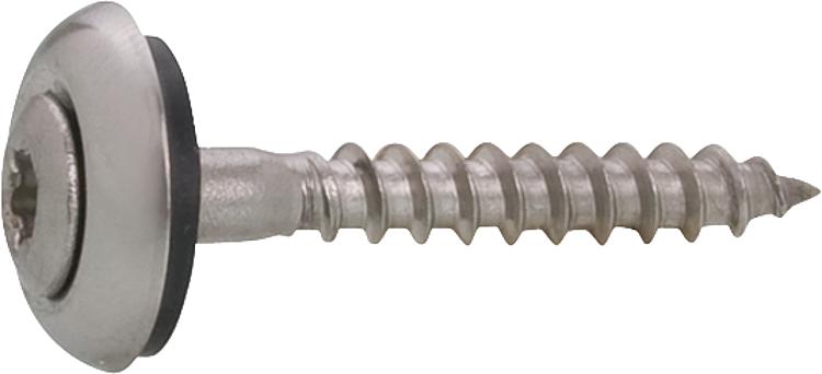 Spenglerschraube mit EPDM- Dichtgummi und Edelstahlrosette A2 blank 4,5x25 VPE10