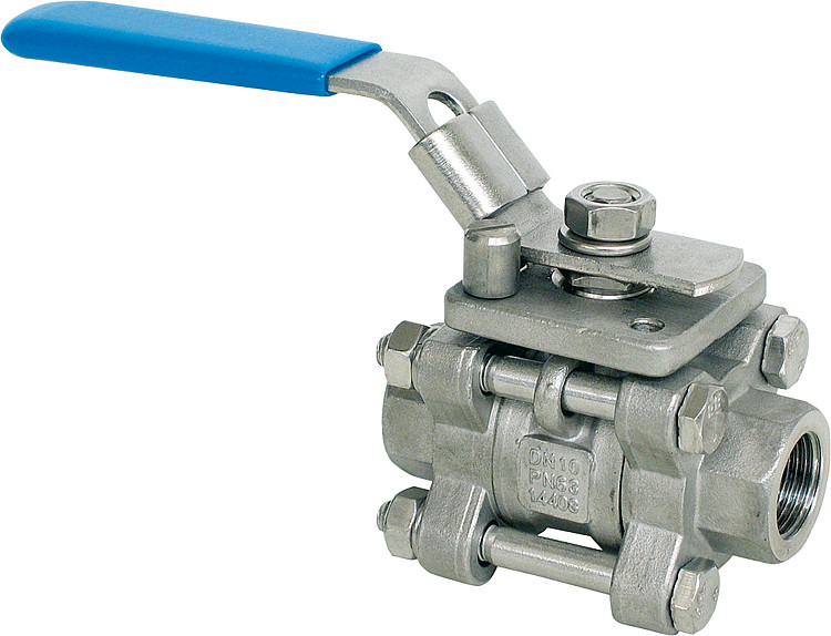 3 tlg.Muffenkugelhahn Edelstahl Werkstoff 1.4408 PN 64/40 3/4" Typ A 641 TLD