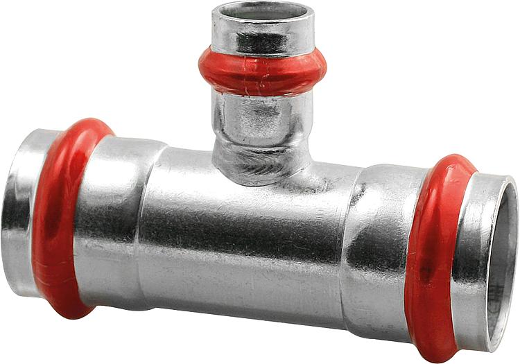 C-Stahl Pressfitting V-Kontur T-Stück erweitert 15x18x15