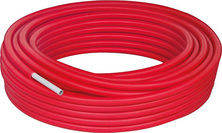 Mehrschichtverbundrohr PEXAL 16x2mm, Rolle à 50m im Schutzrohr rot