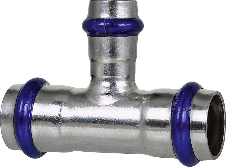 Edelstahl Pressfitting V-Kontur T-Stück reduziert 18x15x18mm