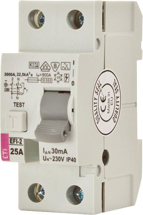 FI-Schalter EFI-2, 2-polig, 25A, 30mA, Typ A, unverzögert