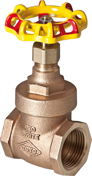 Rot Gelb Muffenschieber Absperrschieber aus Rotguss 1 1/2" ohne Entleerung PN 20 mit Handrad