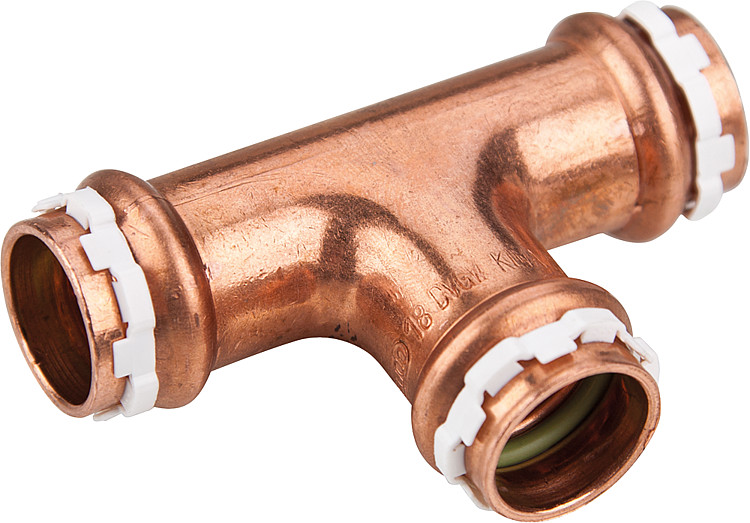 Aalberts Solar Pressfitting aus Kupfer T-Stück  15 mm  V-Kontur  Typ VCS 5130