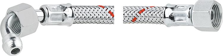 Ölschlauch beiderseits 3/8" Überwurfmutter, einerseits mit 90° Rohrbogen 1250 mm