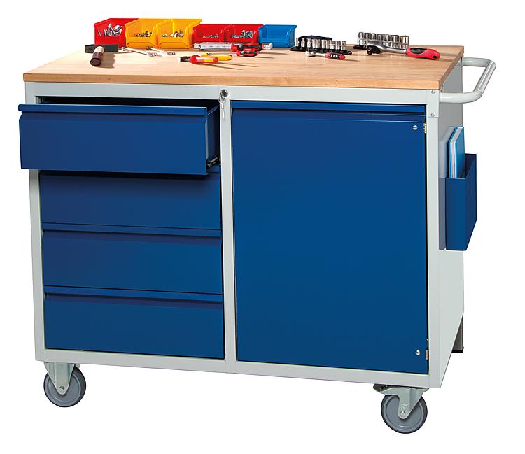 Montagewagen Serie BASIC-7 mit Buche-Top BxTxH: 1145x650x975mm