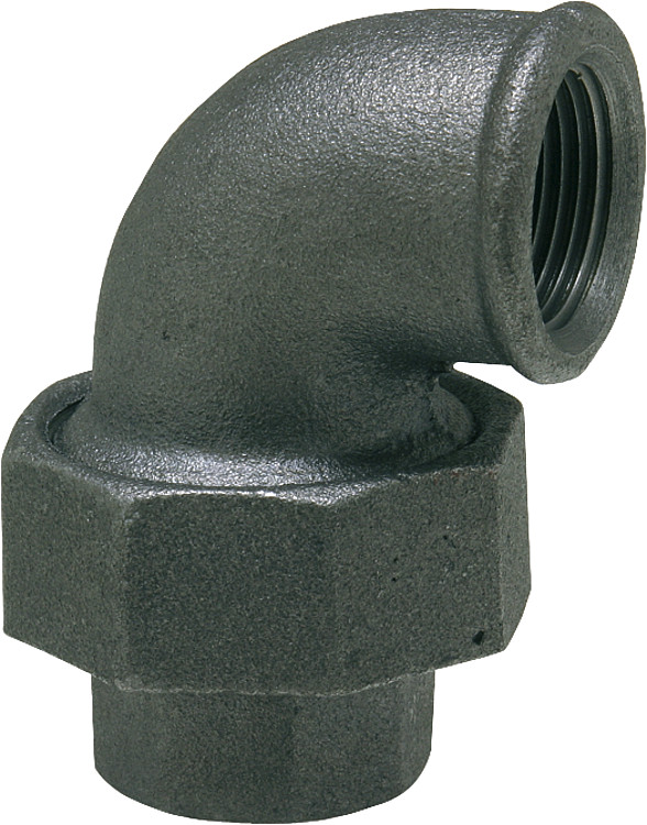Tempergussfitting, schwarz Winkelverschraubung 1" (i/i) Typ 95, flachdichtend
