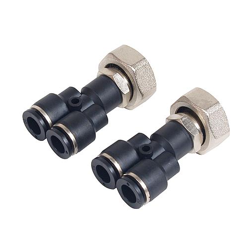 Anschlussverschraubung EVENES Slim, 10 x 1,3mm, zwei Steckanschlüsse, VPE=2Stück