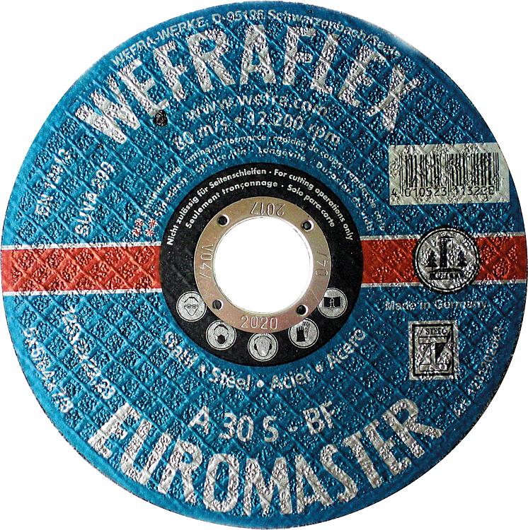 Trennscheibe Euromaster blau gerade für Stahl 125 x 2 x 22 mm 12312020631
