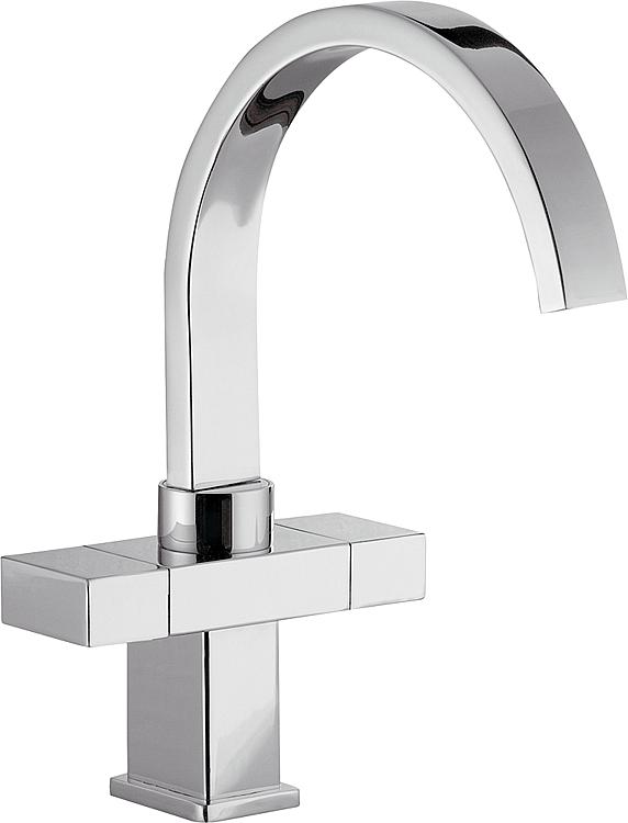2 Griff Waschtischmischer Skyline h 300 mm mit Klickerablaufgarnitur Ausladung 205 m Wasserhahn