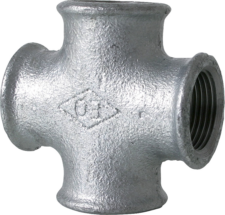 Tempergussfitting verzinkt Nr. 180, Kreuzstück IG, Ø 1 1/4"