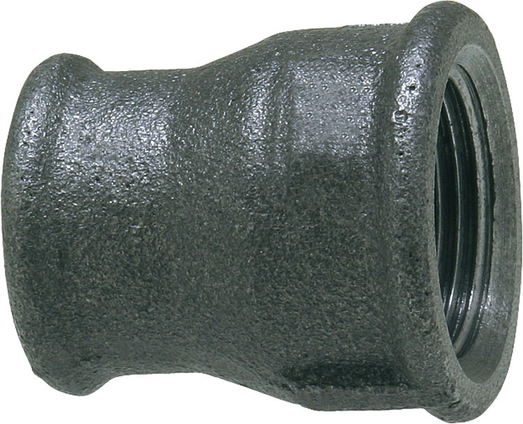 Tempergussfitting, schwarz Reduktionsmuffe, 1/2" x 3/8" (i/i) Typ 240