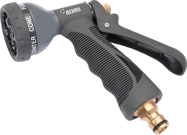 Rehau Multifunktionsbrause aus Metall 7 Wasserstrahlarten, mit Messingstecker Gartenbrause
