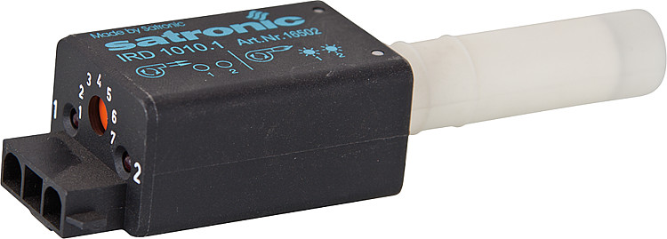 Satronic IRD1010 blau Belichtung seitlich links Honeywell Fotozelle Infrarot Flackerdetektor