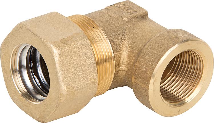 Verschraubung für Spiralrohr DN15x1/2" IG-Bogen, Messing, mit Graphit Hochtemperaturdichtung