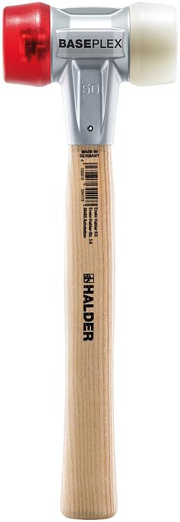 BASEPLEX-Schonhammer HALDER® mit Zinkdruckguss-Gehäuse und Holzstiel, Ø 25 mm, Nylon / Cellulosaceta