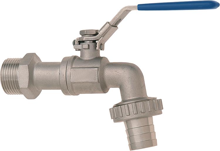 Kugel Auslaufventil 1/2" Edelstahl blauer Griff