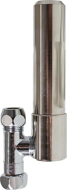 Druckschlagdämpfer Messing vernickelt mit Aufsatz T-Stück 3/8"x10mm auf das Eckventil