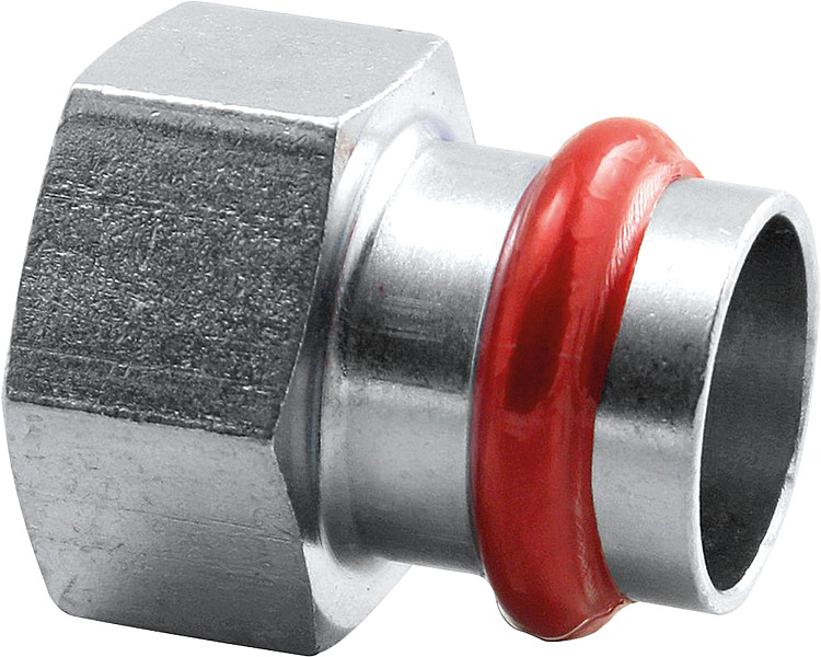 C-Stahl Pressfitting V-Kontur Übergangsmuffe mit IG 22 mm x DN 15 1/2"