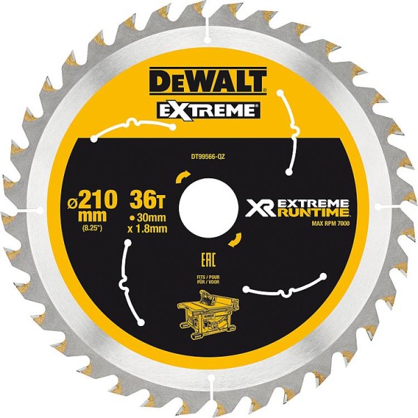 Kreissägeblatt DeWalt, DT99566 XR Extreme Runtime 36Z 210/30mm