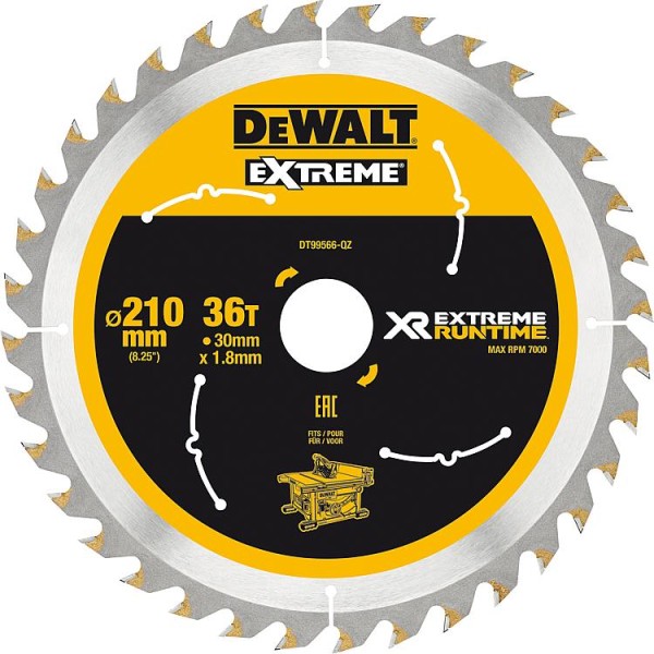 Kreissägeblatt DeWalt, DT99566 XR Extreme Runtime 36Z 210/30mm