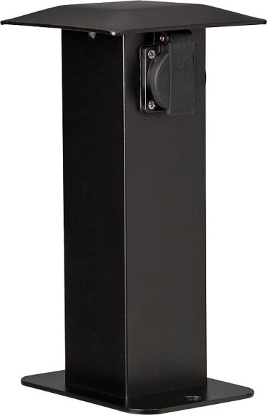 Garten-Steckdosensäule aus Alu 2x Schutzkonaktsteckdose 230V 50Hz, schwarz, pulv