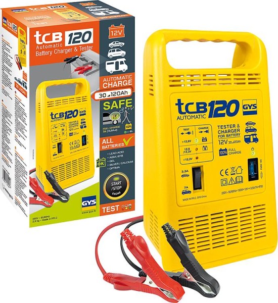 Vollautomatisches Batterielade- gerät, für 12 V Batterien, 30- 120 A/h, Typ TCB
