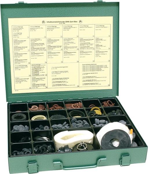 Dichtungskoffer Sanitär Nr. 7600 komplett Sani-Box Inhalt 1016 Stück  Fiberringe Gummi Dichtung