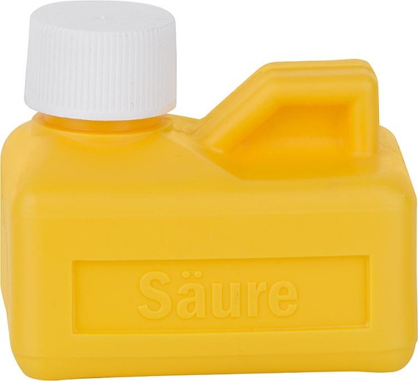 Salzsäureflasche Material PE-HD, Farbe gelb Inhalt 150 ml