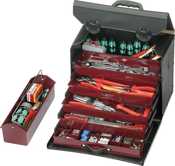 Werkzeugtasche mit Schublade 410x220x310mm 5-teilig, schwarz 44.000-581