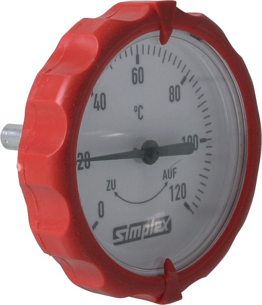 Simplex Thermometergriff rund integrierter Thermometer Ø 63 mm in Rot