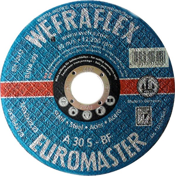 Trennscheibe Euromaster blau gerade fürStahl 125 x 2 x 22 mm