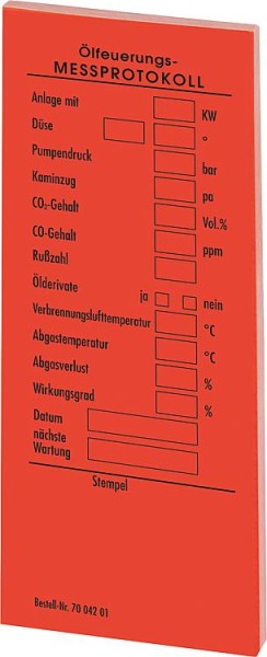 Messprotokoll selbstklebende Kesselaufkleber für Öl rot 1 Block a 50 Stück Aufkleber