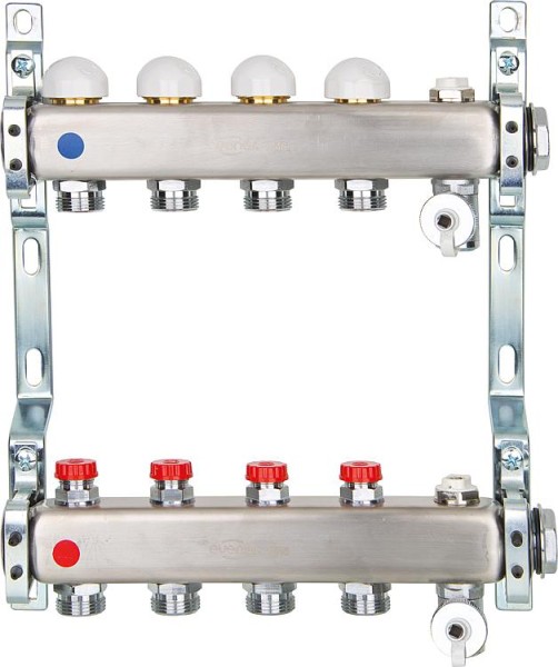 Heizkreisverteiler AC2, DN 25 (1") Edelstahl, 6 Heizkreise mit Einregulierventile