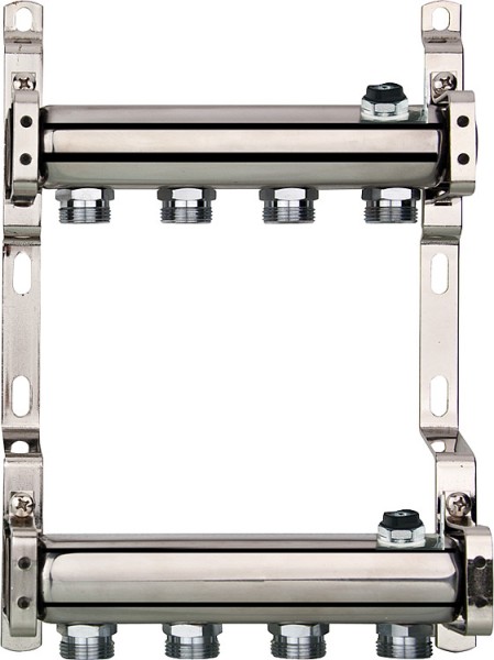 Heizkreisverteiler Edelstahl ohne Ventile DN25 1" mit 2 Heizkreisen