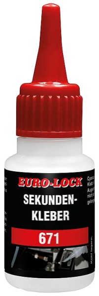 Sekundenkleber EURO-LOCK F 671 für Gummi-/Kunststoffkombination flexibel, 20g Dosierflasche