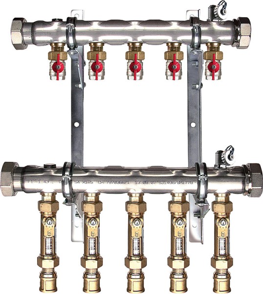 Soleverteiler 2'' für 10 Solekreise + Tacosettern im Rücklauf Baulänge 840 mm