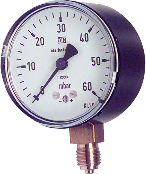 Kapselfedermanometer,Edelstahl, KP 63.3DN8 1/4 radial 0-60 mbar