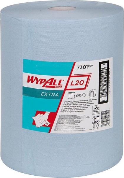 Wischtücher Großrolle L20 Extra + perforiert, blau, 2-Lagig 33 x 38 cm Papiertücher