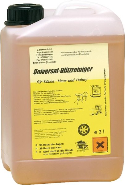 Universal Blitzreiniger Kanister 3 Liter - der leicht alkalische Reiniger f. Gewerbe Küche Haus