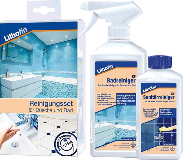 LITHOFIN Reinigerset für Dusche und Bad (2-teilig: KF Badreiniger & KF Sanitärreiniger), 1 Set